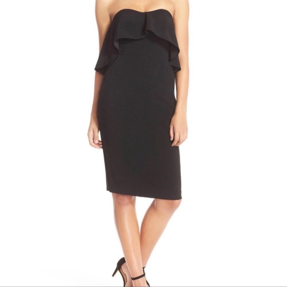 Chelsea28 Women's Ruffle Strapless Black Dress, Size 4